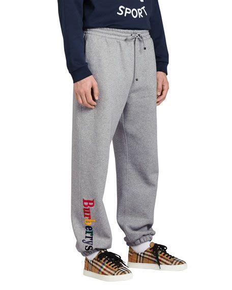 burberry rainbow embroidered-logo cotton sweatpants|Burberry Sweatpants for Men .